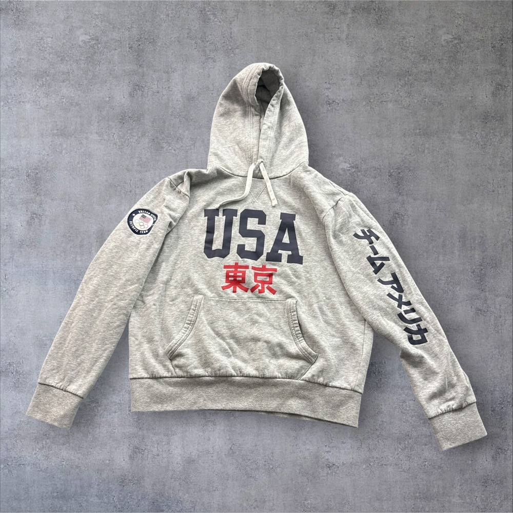 Polo Ralph Lauren Hoodie Mens M Grey 2020 Tokyo Team USA Olympic Games Fleece